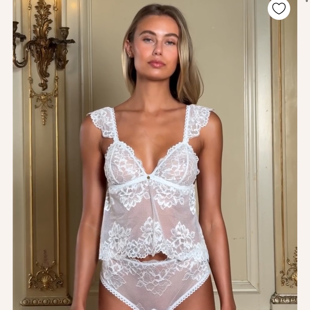 Gooseberry Intimates Caraco White Lace Tank Top